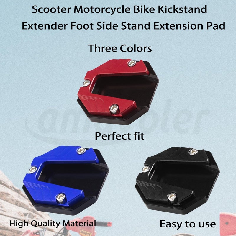 amavoler Universal Scooter Motorcycle Bike Kickstand Extender Foot Side Stand Extension Pad Support Plate Anti-skid Enlarged Base (Blue) - Image 3